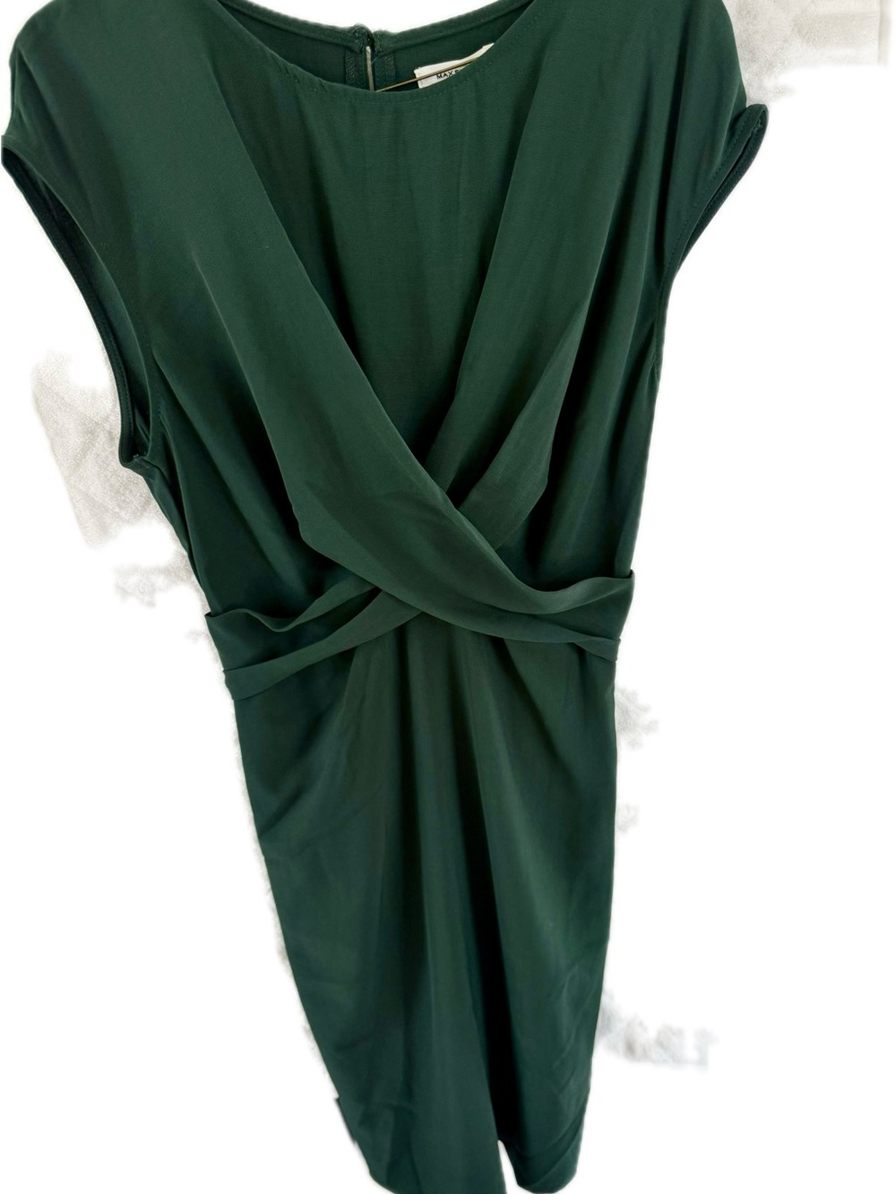 Max Studio Dark Green Twist-Front Midi Dress NWT